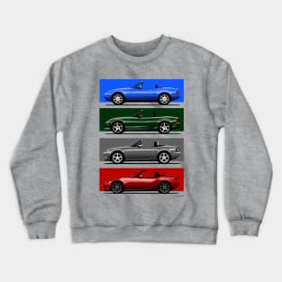 The four generations of the classic roadster convertible sports car in iconic colors Crewneck Sweatshirt